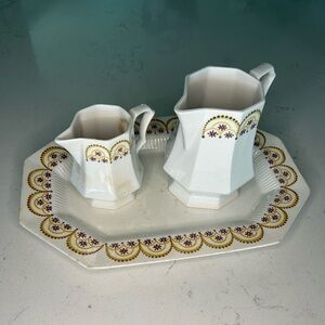 Independence Ironstone Server Plate w/2  sized Creamers Castle Ton, Japan